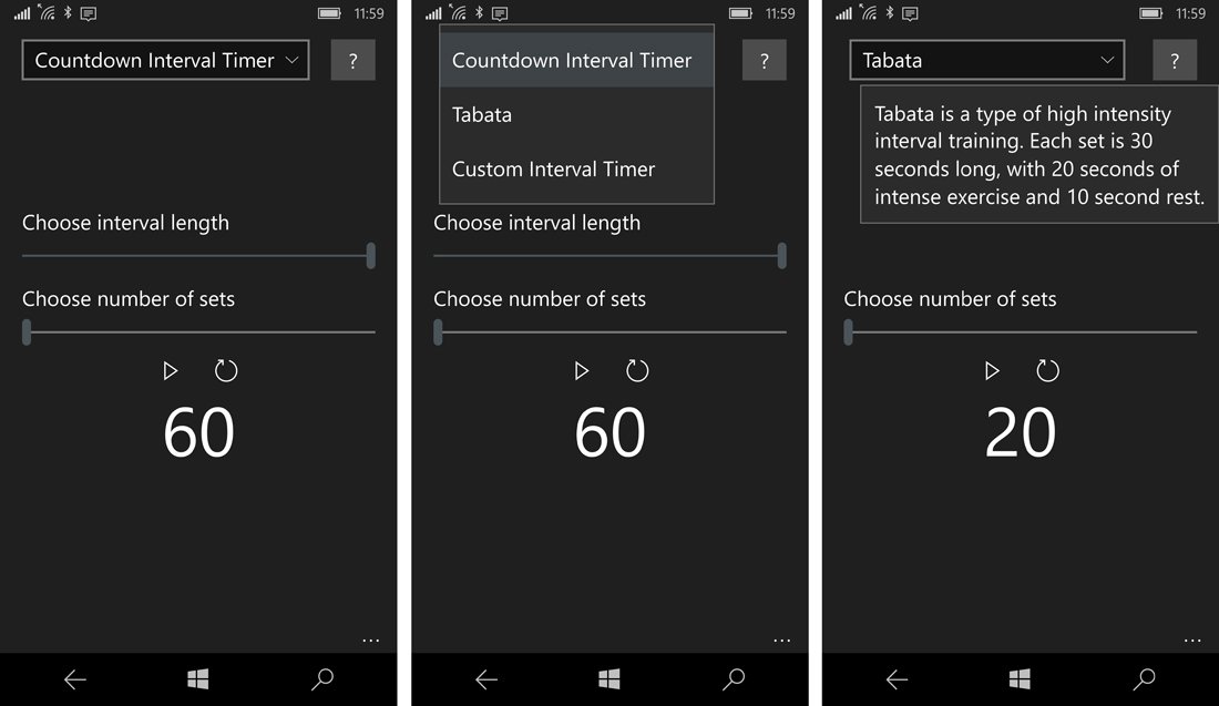 Countdown Interval Timer paces your workouts from the Microsoft Band or