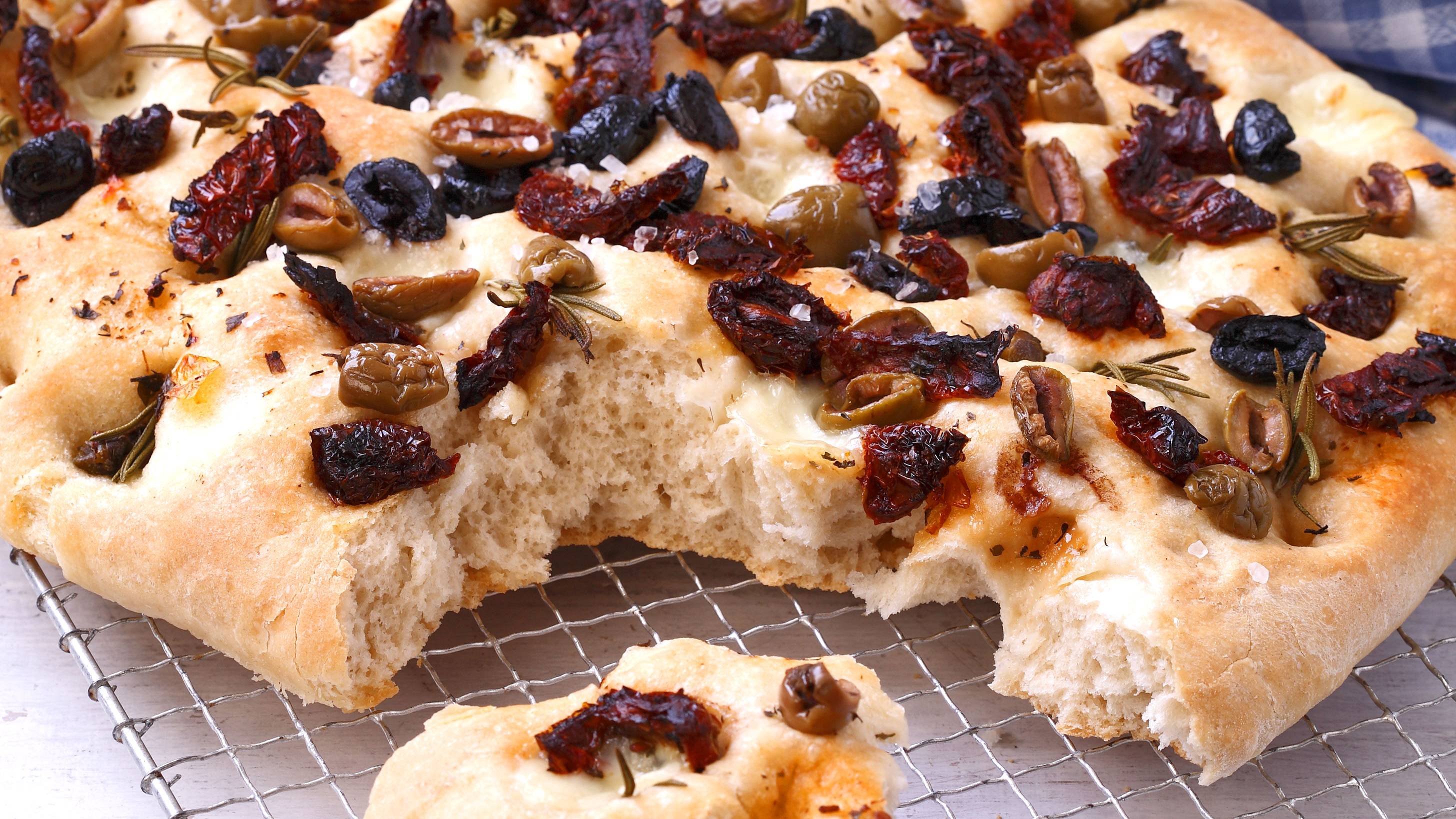 Sundried tomato and olive focaccia Italian Recipes GoodtoKnow