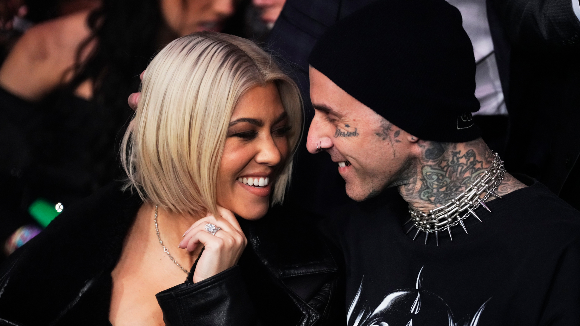 Kourtney Kardashian Cheers Husband Travis Barker on during NYE Half