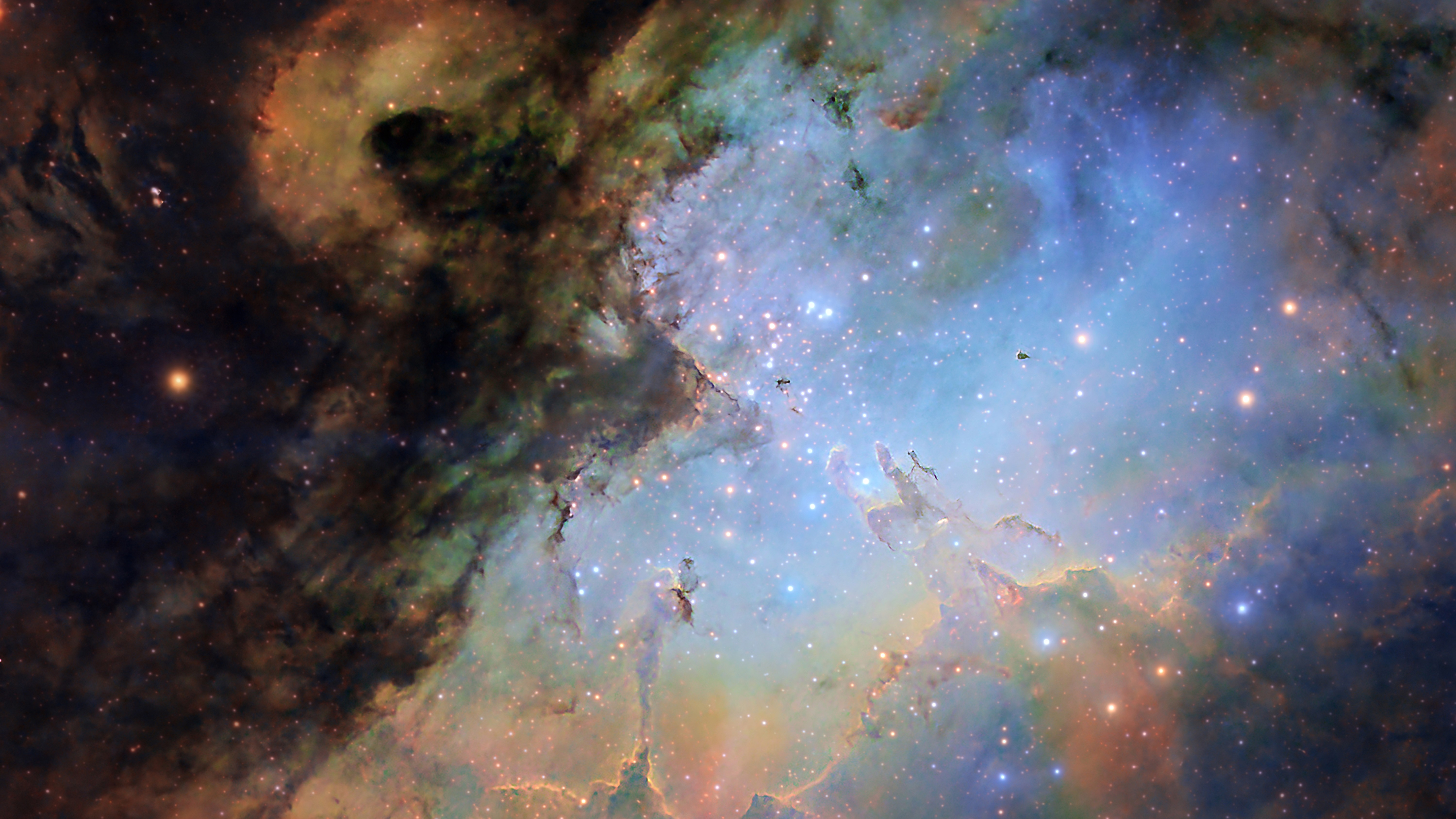 An image of the Eagle Nebula, a cluster of young stars.