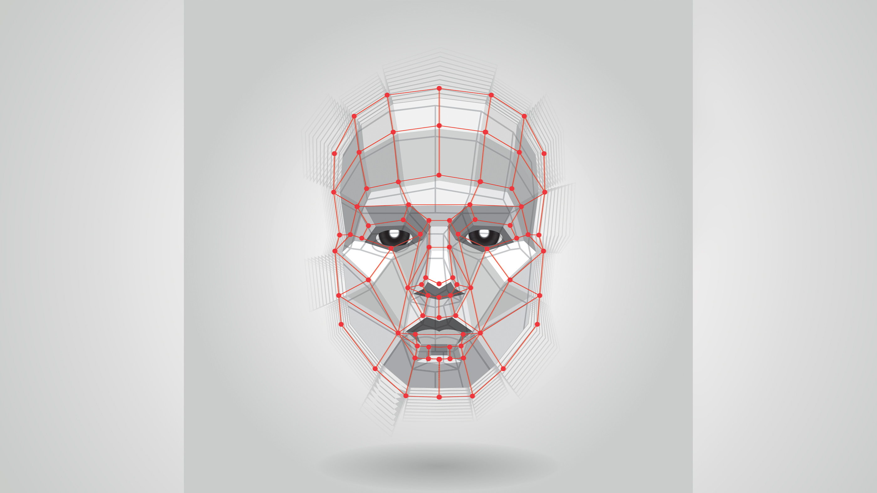 Polygonal human face on light. Researchers have found that genes associated with face shape and size were apparently under natural selection over the past 100,000 years.