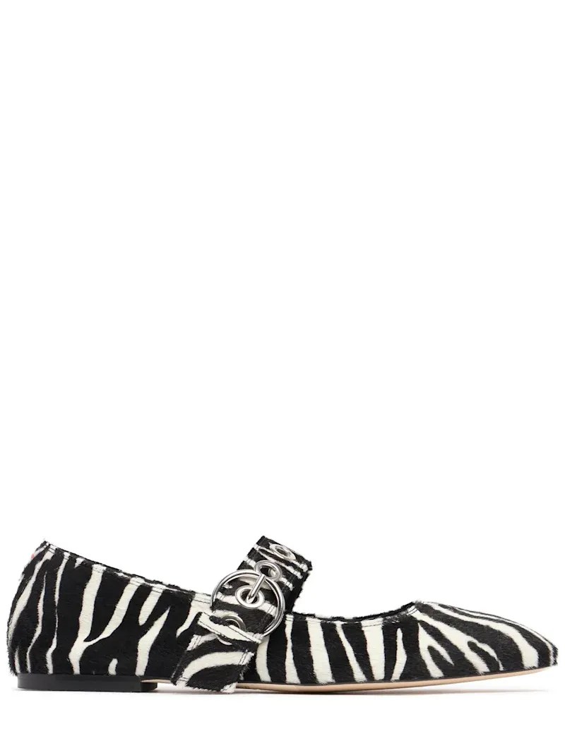 Aeyde - 10mm Uma Zebra Print Ballerina Flats