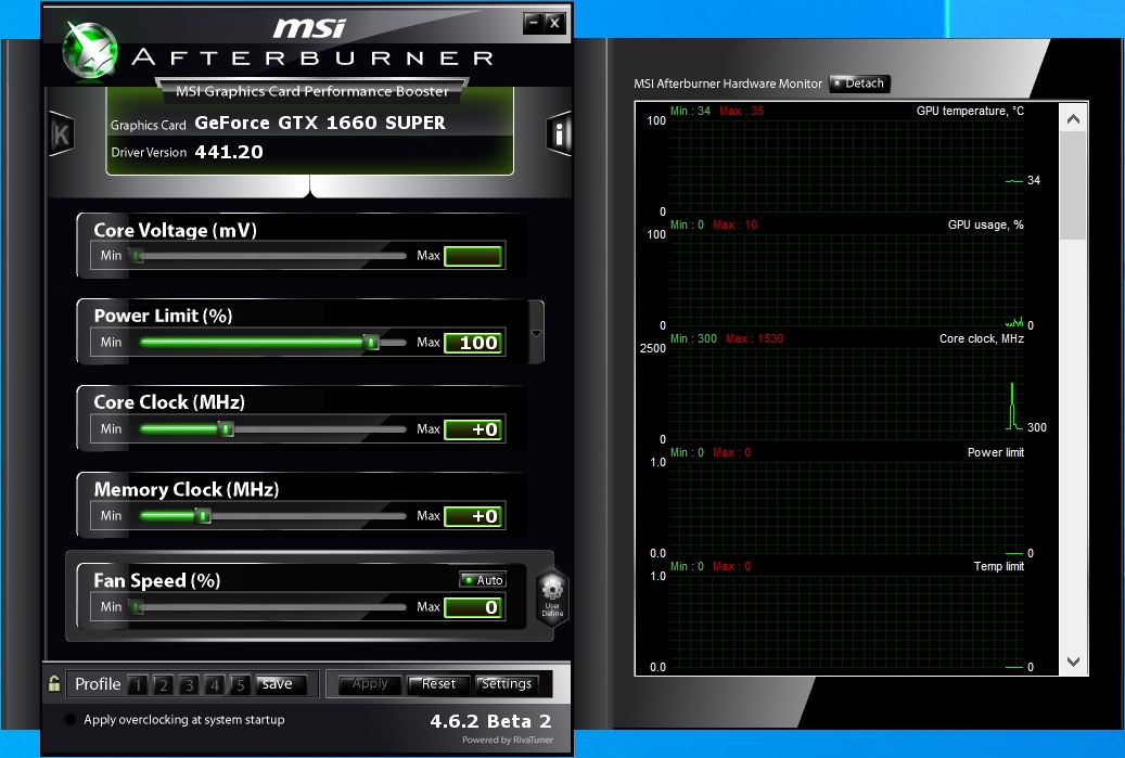 Software MSI Afterburner MSI GTX 1660 Super Gaming X