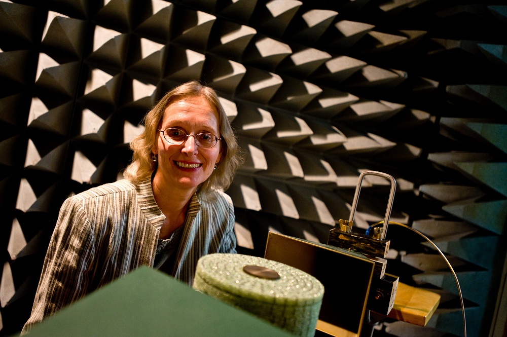 This is E. Semouchkina�s photo, where she is testing a microwave dielectric cloak in an anechoic chamber.