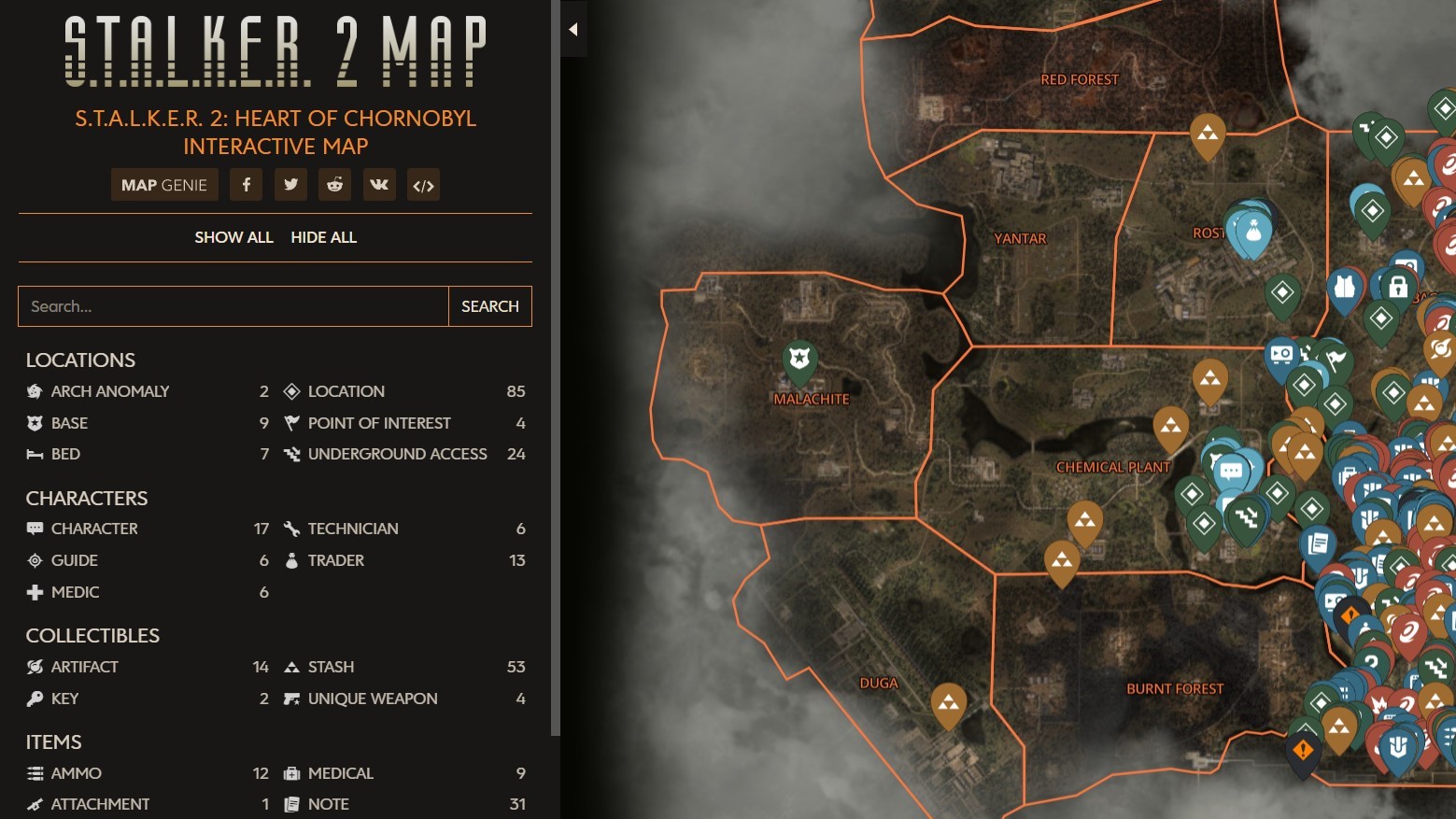 STALKER 2 interactive map: Find every stash, location, and more in The