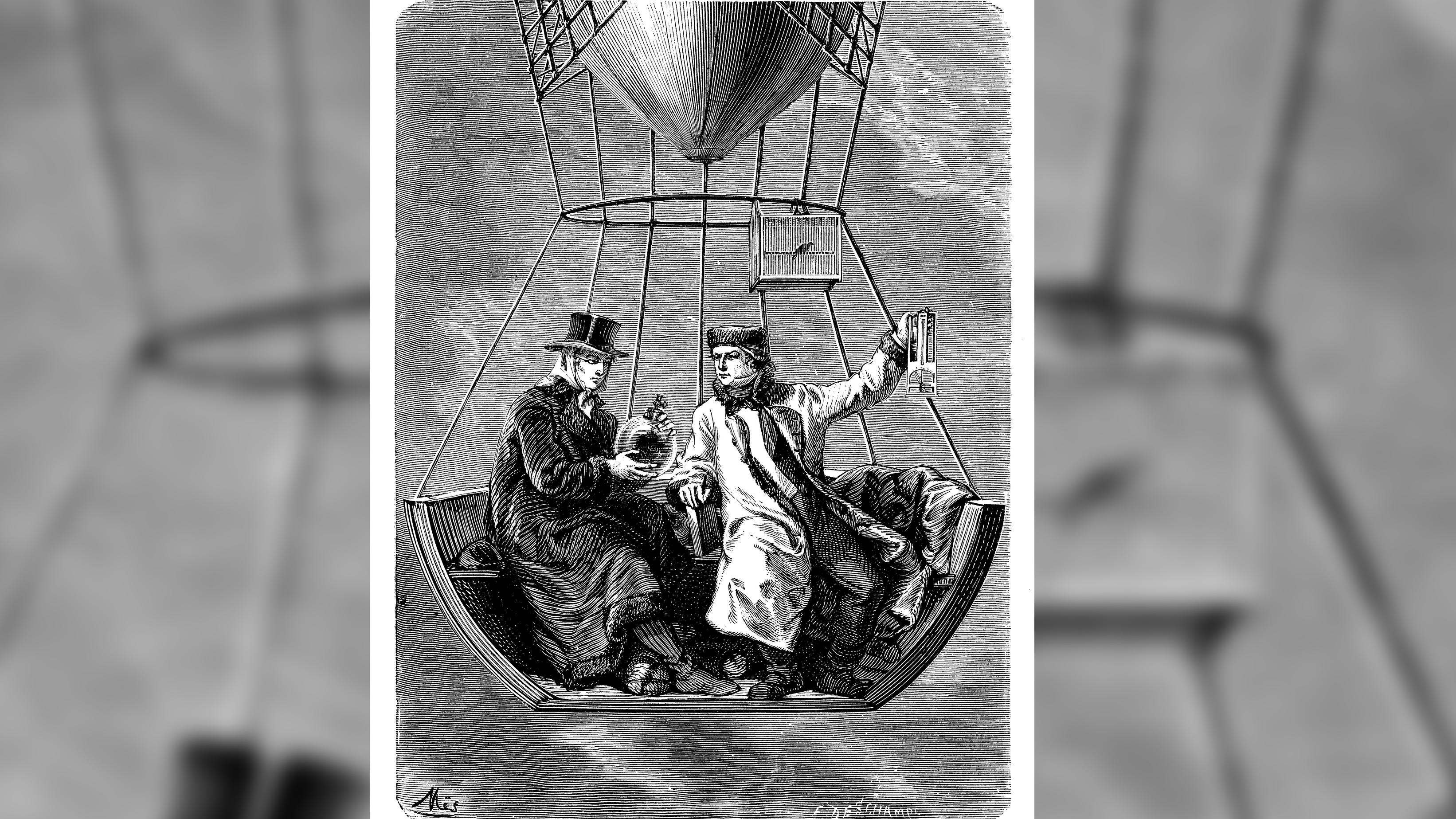 Joseph Louis Gay-Lussac collects air samples at different heights with Jean-Baptiste Biot in 1804.