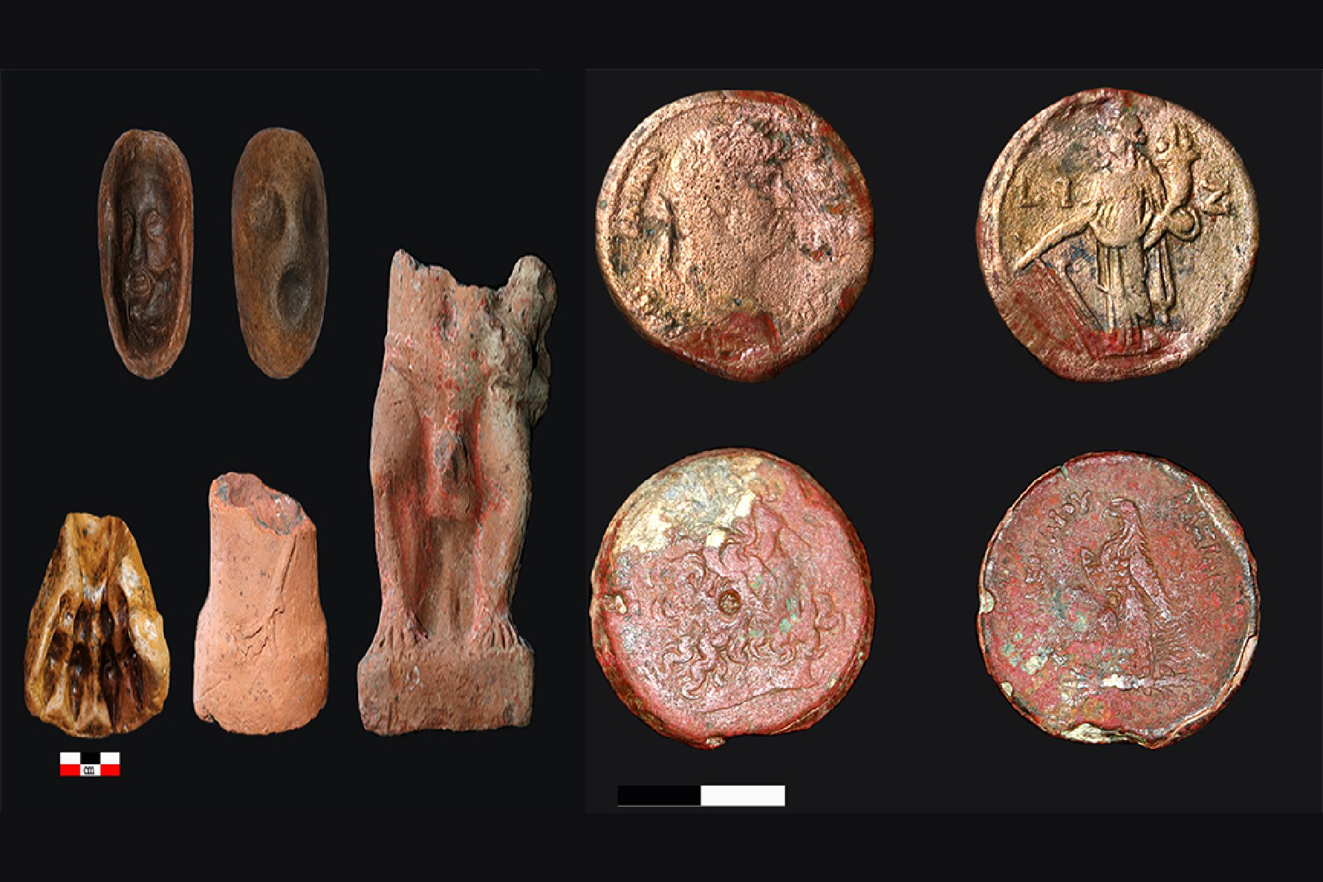 A handful of ancient coins