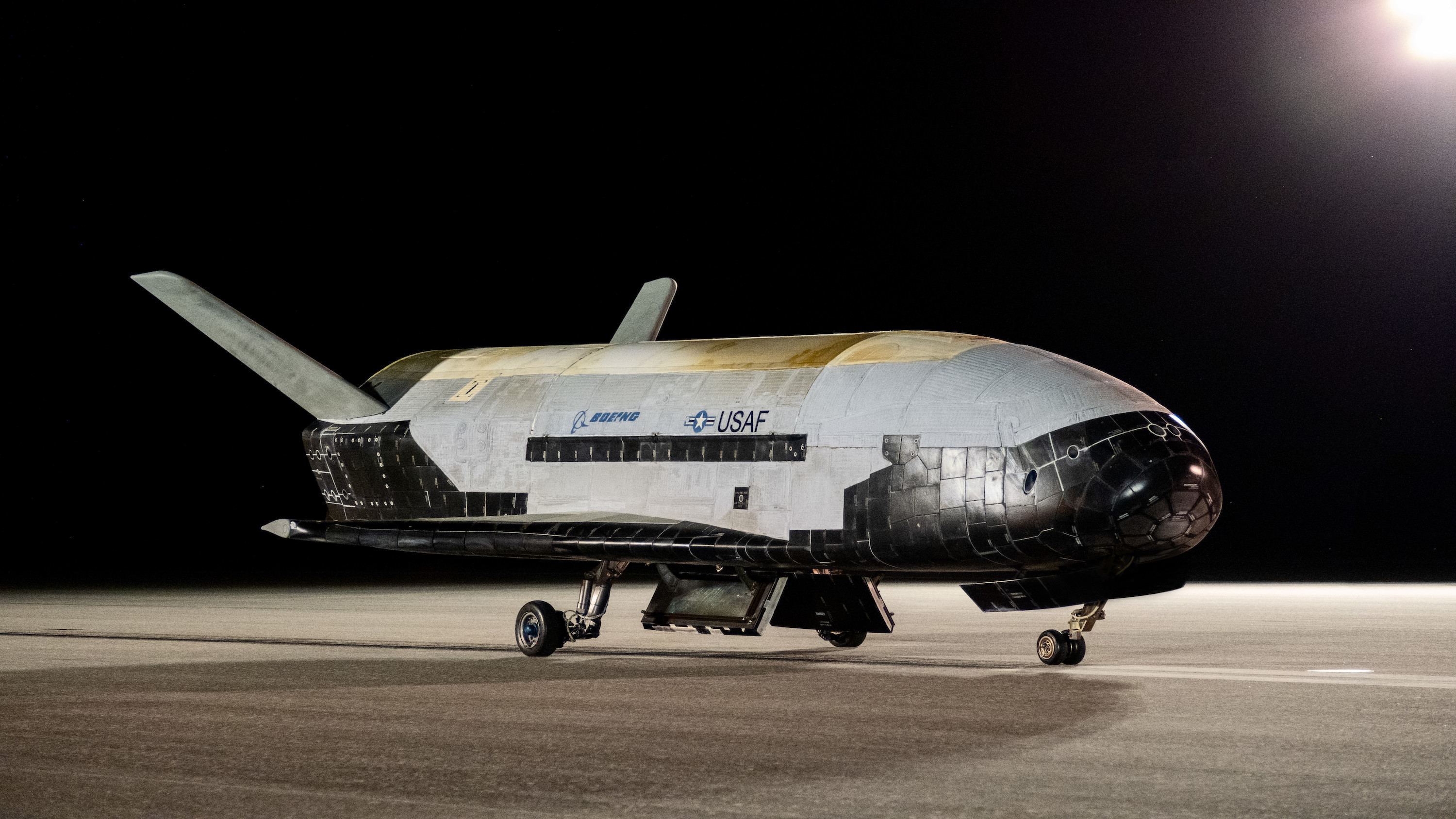 The X-37B after landing at NASA�s Kennedy Space Center on Nov. 12