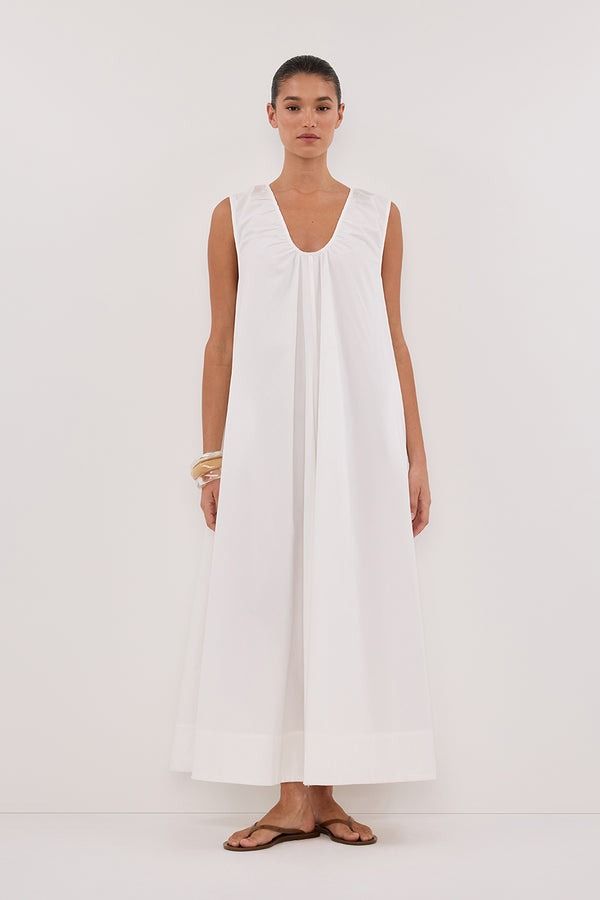 dissh, gabby white cotton midi dress