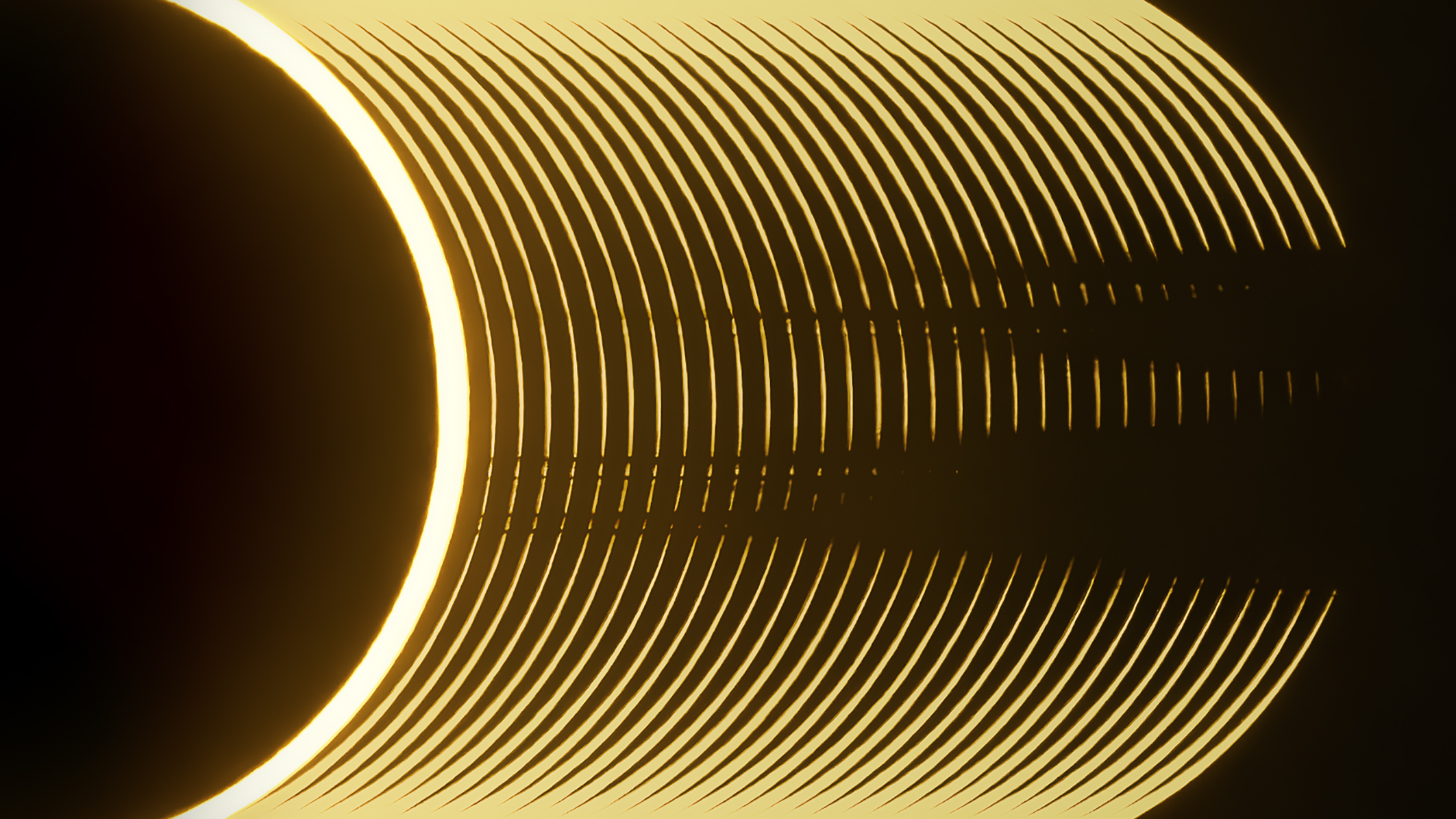 A composite image of an annular solar eclipse showing baily�s beads.