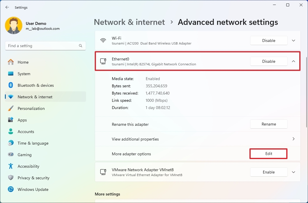 How to manage network adapter settings on Windows 11
