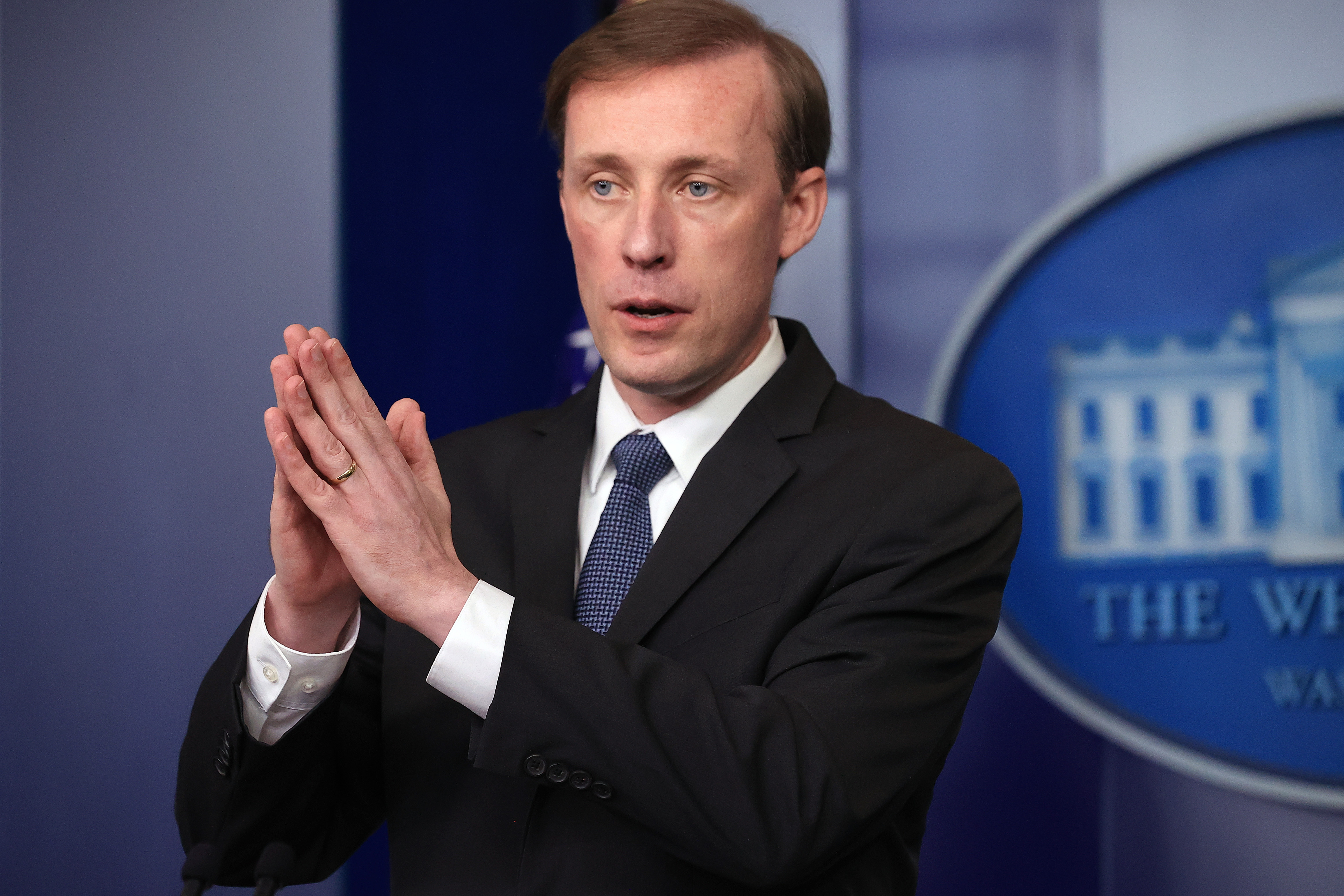 biden&rsquo;s national security advisor jake sullivan addressing the press