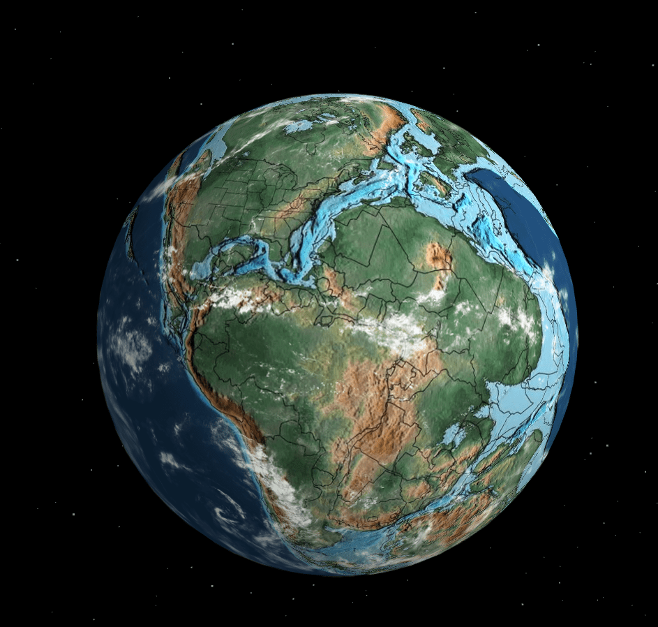 This is what the globe would look like 170 million years ago during the Jurassic Period.