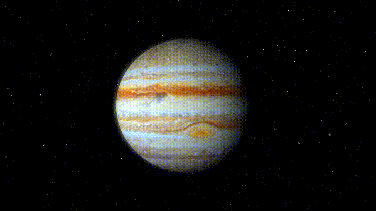An animation of Jupiter�s swirling clouds