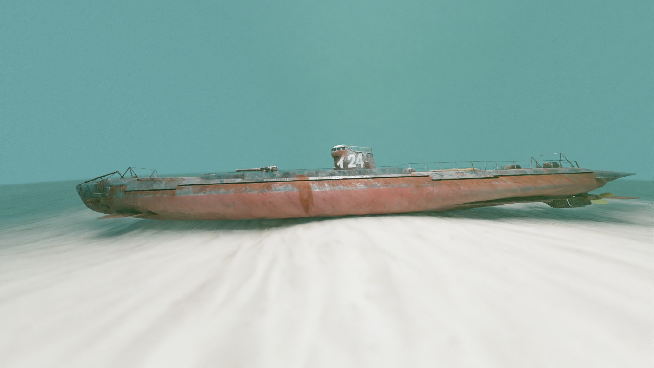 About 30 years after it was sunk during World War II, the wreck of the submarine was again damaged after being bombed by explosives during a salvage dispute.