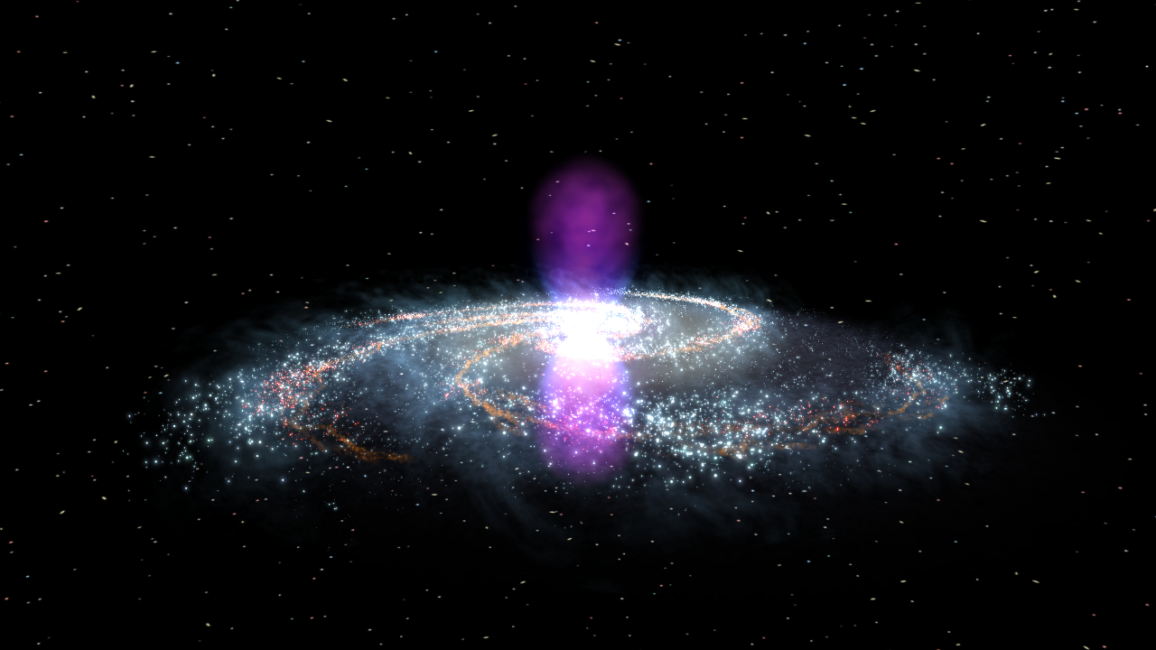 An artist&rsquo;s impression of the Milky Way&rsquo;s center, using data from the Fermi Gamma-Ray Space Telescope.