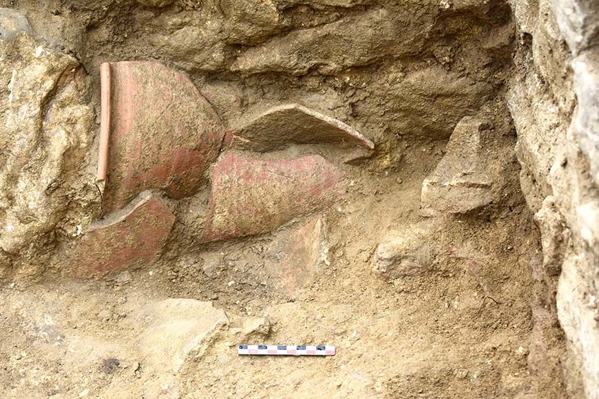 The pot was found buried in the bath complex of a Roman villa in Sicily.