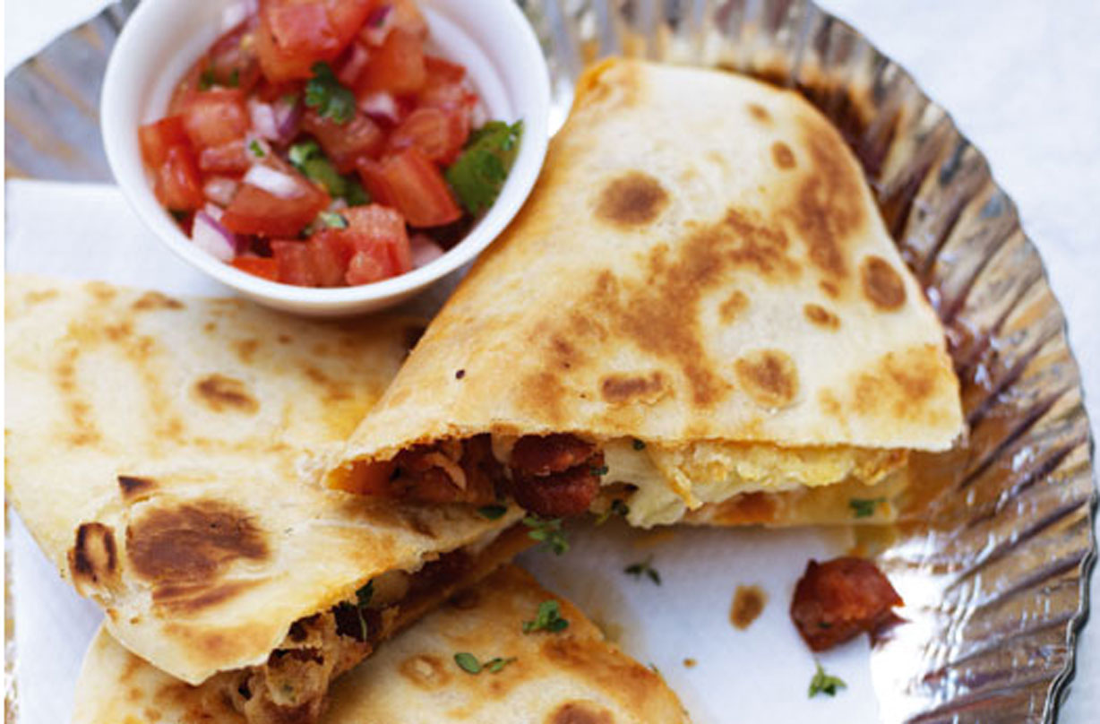 Chorizo, potato and thyme quesadillas Mexican Recipes GoodtoKnow