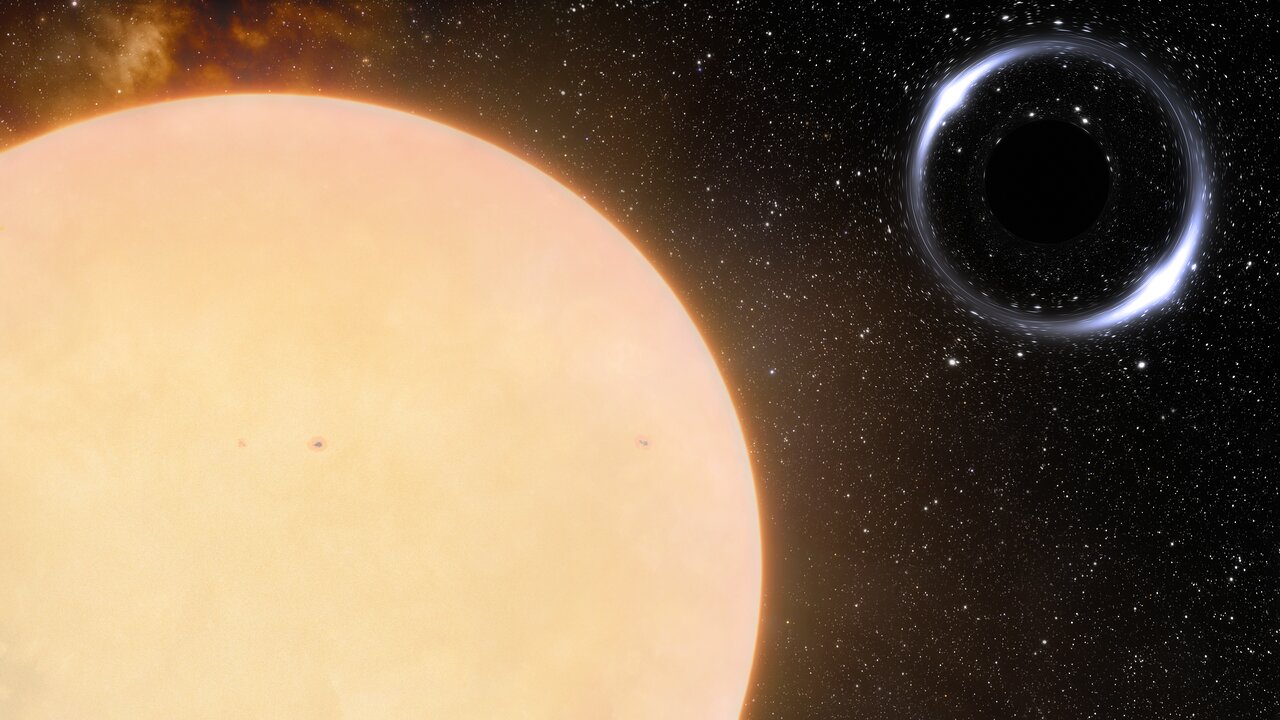An artist&rsquo;s impression of the strange star and black hole pair.