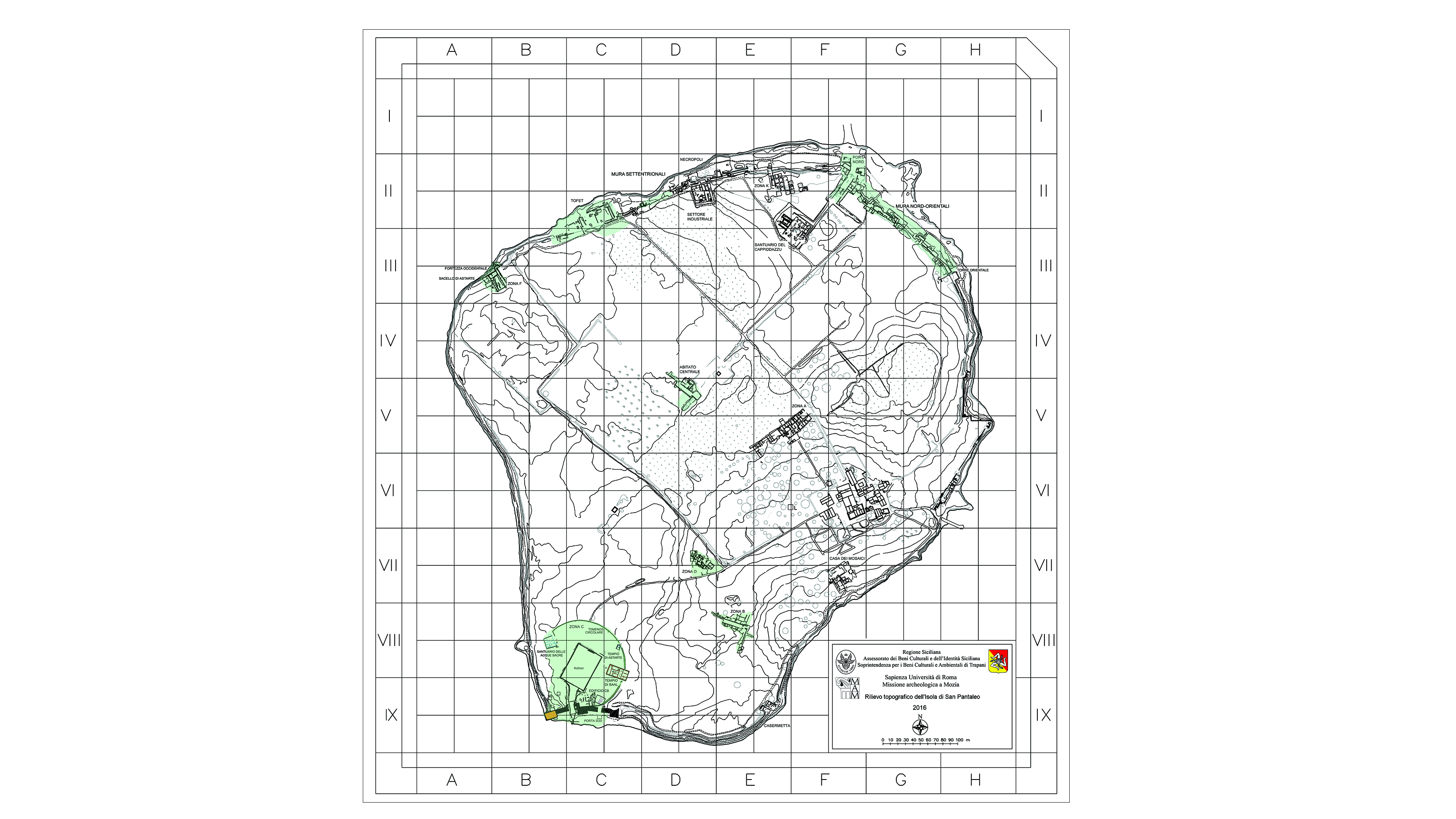 This map of Motya shows the sacred pool area in the southern part of the island.