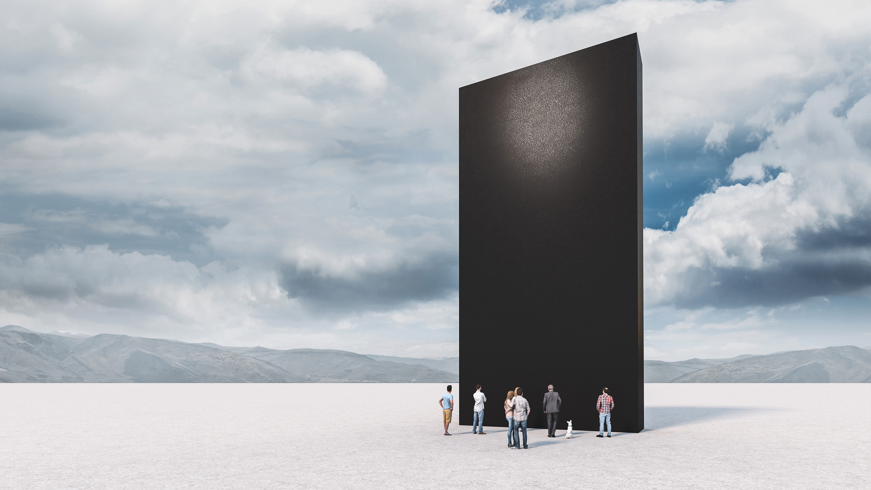 Here, a concept image of a futuristic monolith in the desert. This is not an artist�s conception of Earth�s black box.
