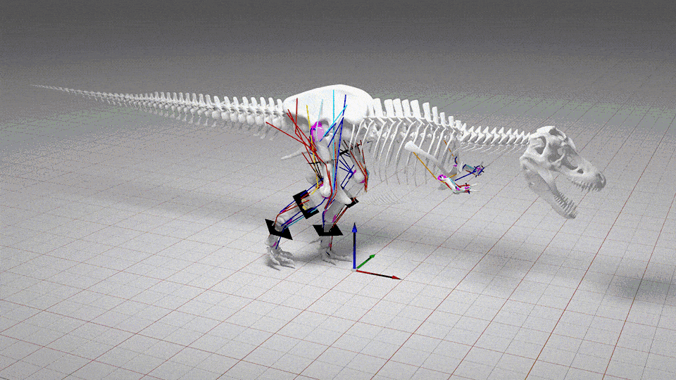 an animation of a T. rex running