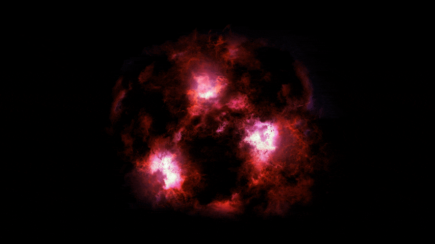 An artist�s impression of what a massive galaxy in the early universe might look like. The explosive formation of many stars lights up the gas surrounding the galaxy.