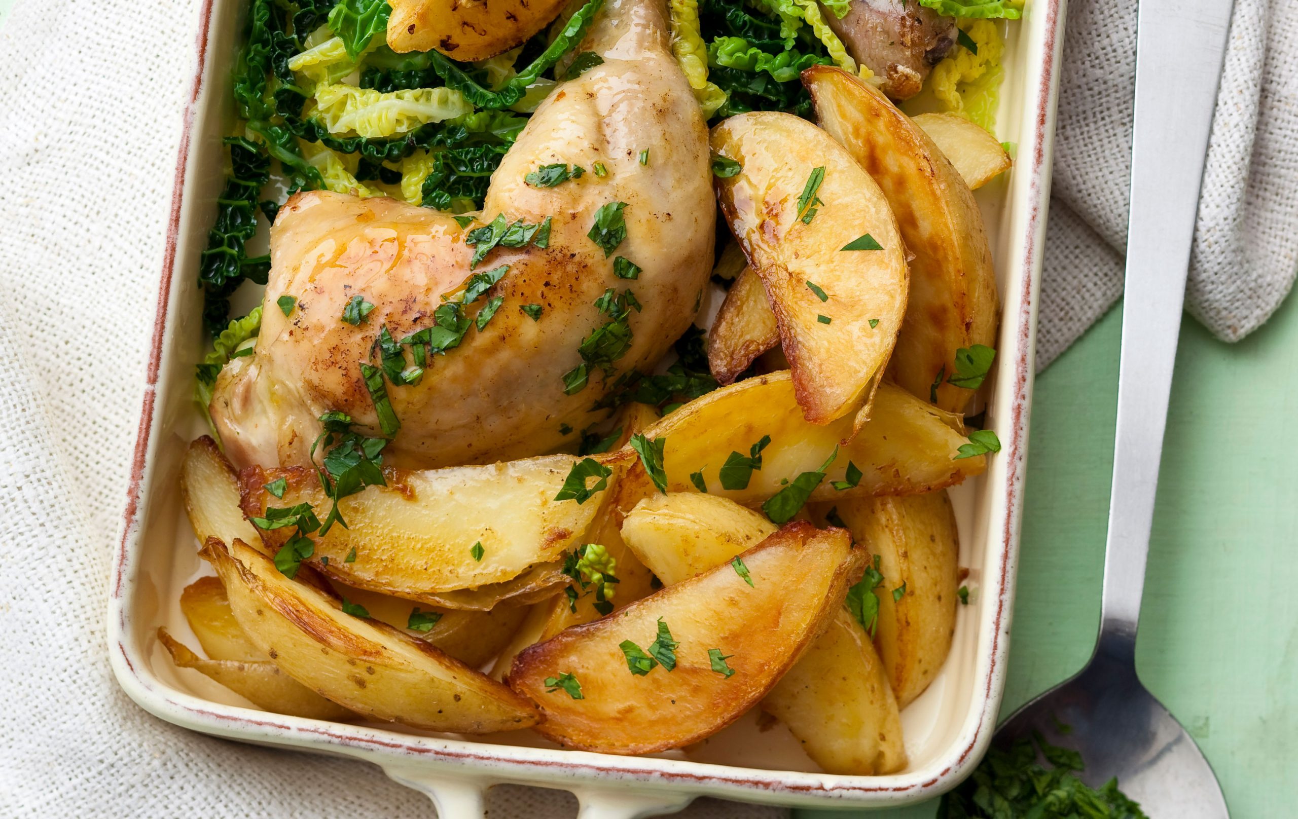 Roast chicken with potato wedges Dinner Recipes GoodtoKnow