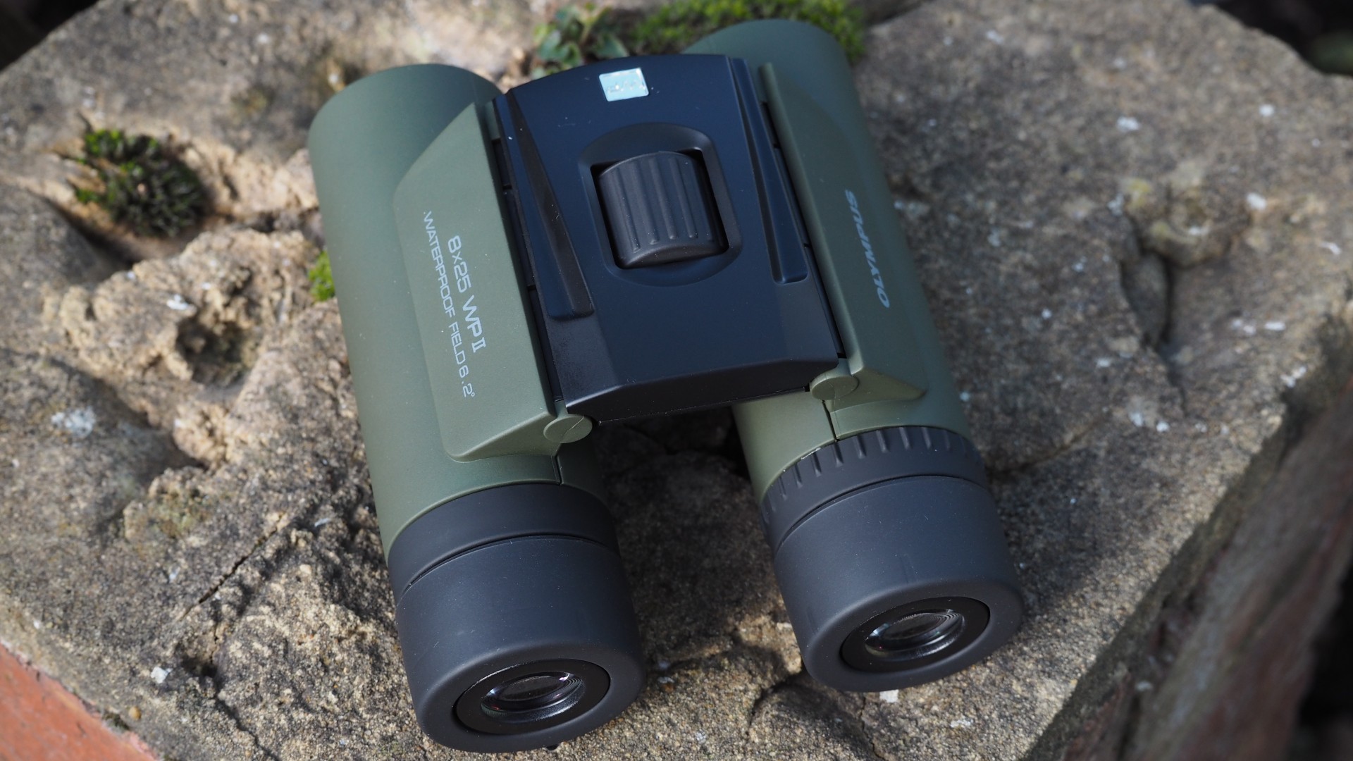 Close up photo of the Olympus 8x25 WP II binoculars