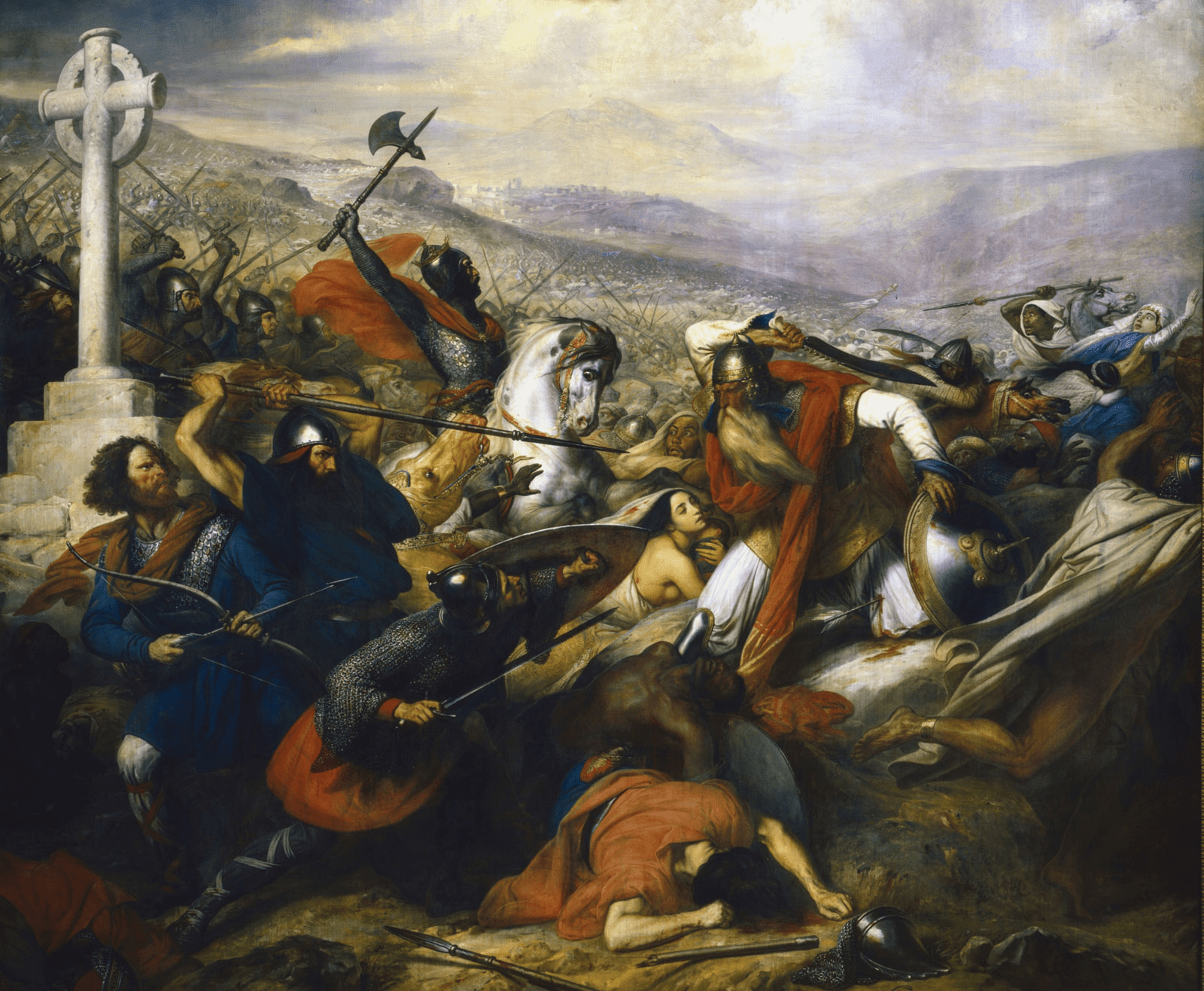 Charles de Steuben, &ldquo;Bataille de Poitiers, en octobre 732&rdquo; oil painting depicting the Battle of Tours in A.D. 732.