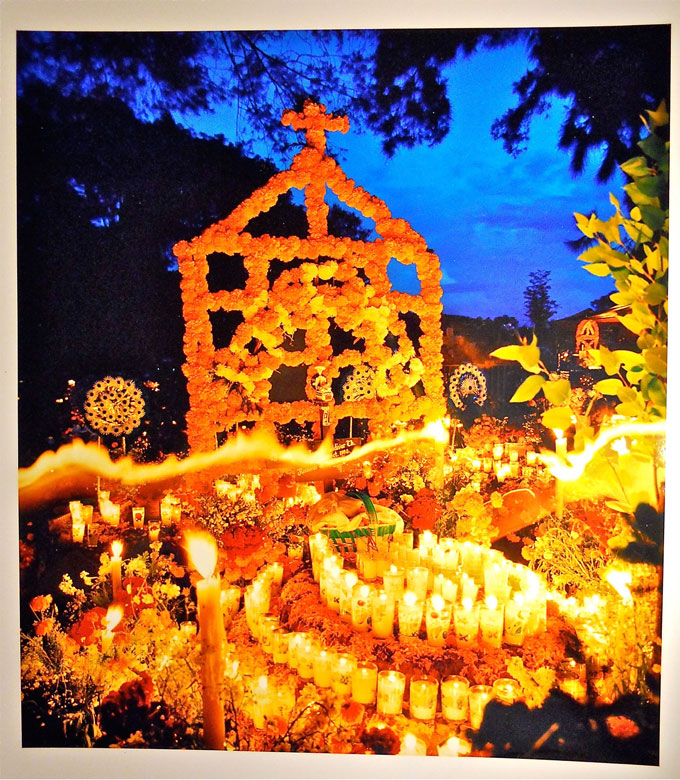 Morbid Curiosity: Richard Harris Collection. During the Day of the Dead celebration, Mexicans bring food and music and flowers to the graves of their loved ones for a celebration. This photograph, one of many in Harris&rsquo;s collection, shows a decorated grav