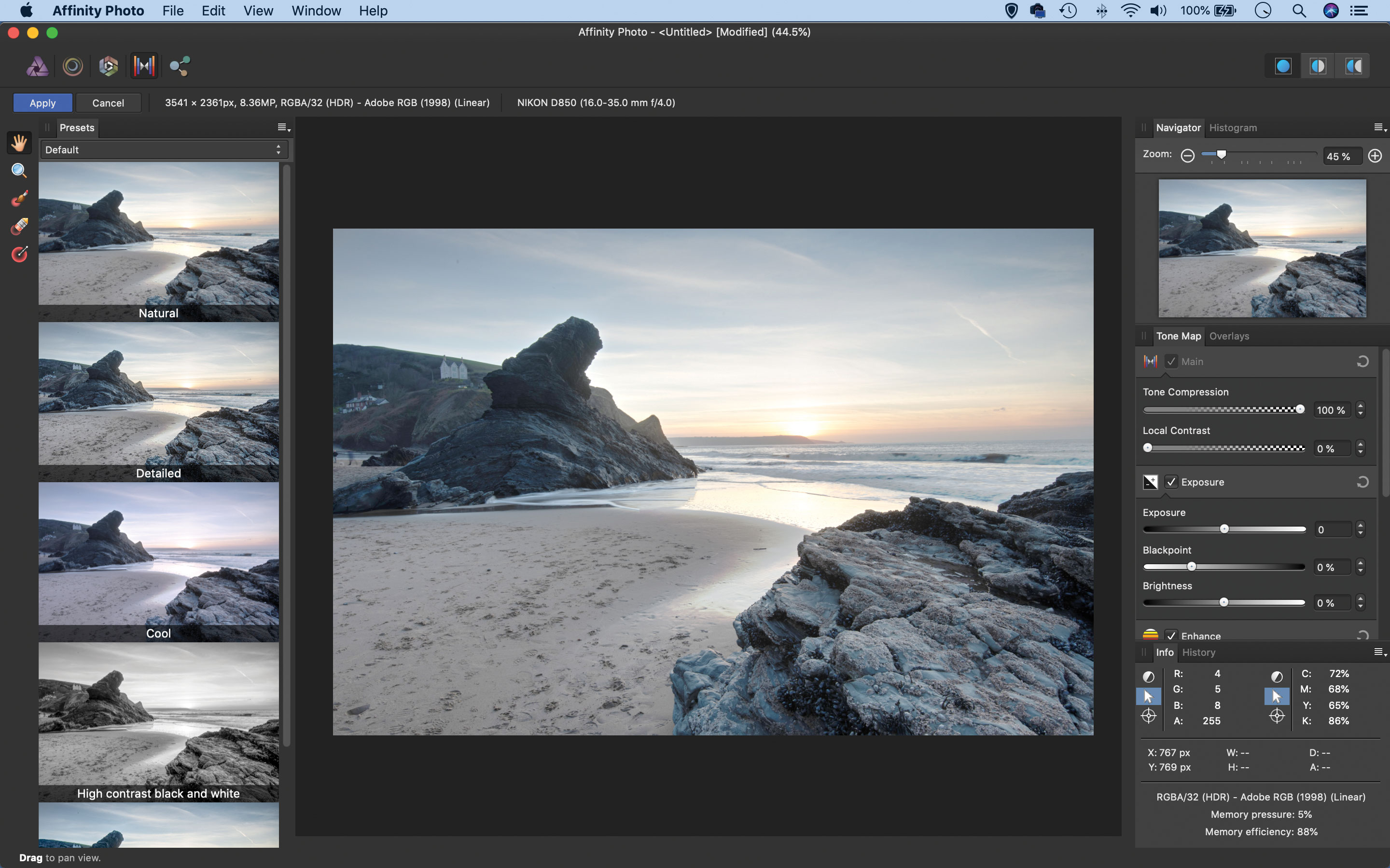 Create vibrant HDR images in Affinity Photo with merge and tone mapping