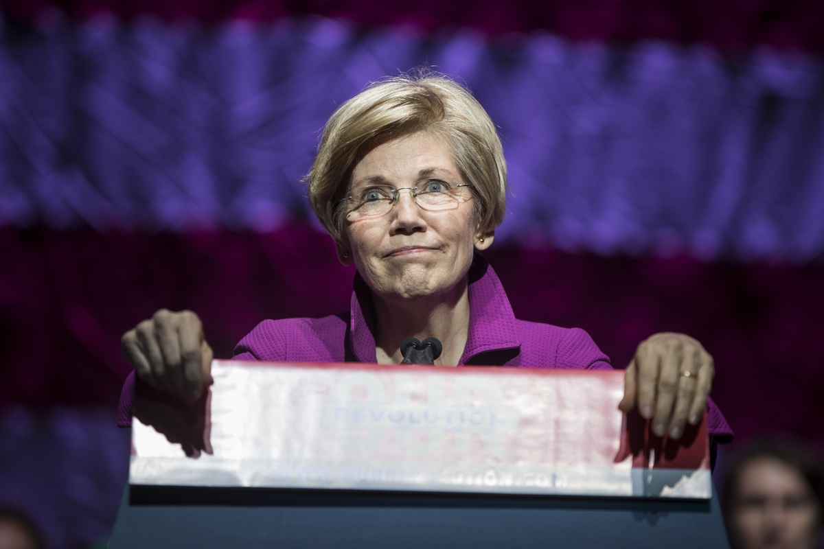 Sen. Elizabeth Warren (D-Mass.) speaks at a rally on March 31, 2017, in Boston, Massachusetts.
