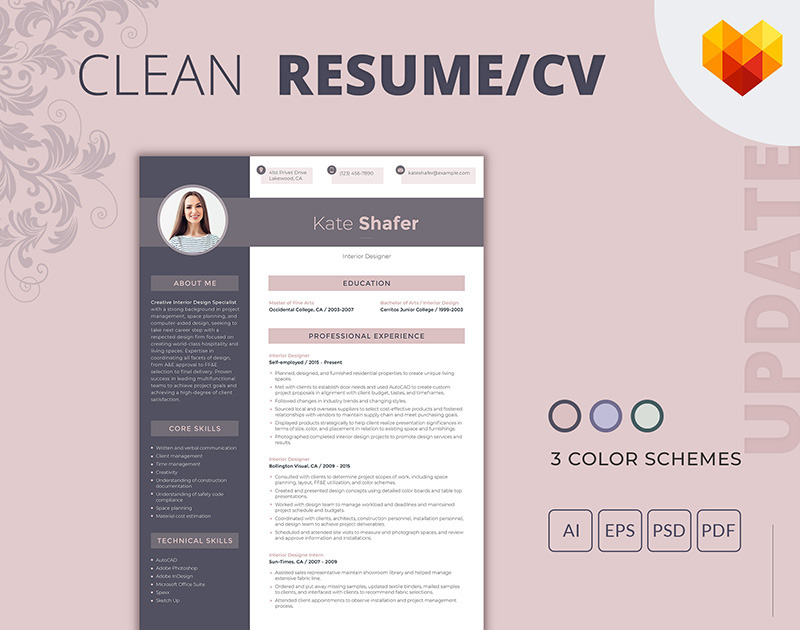 Interior Designer CV Template MotoCMS