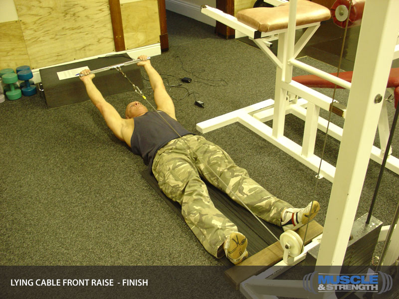 Lying Cable Front Raise Video Exercise Guide & Tips