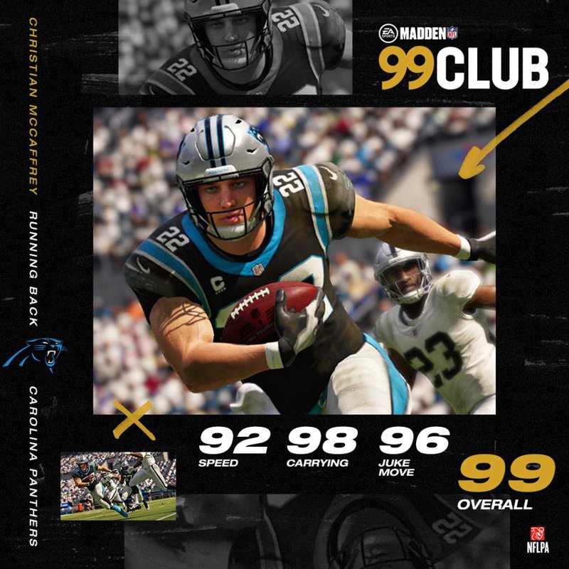 Madden NFL 21 "99 Club" McCaffrey and More Ratings Revealed Madden