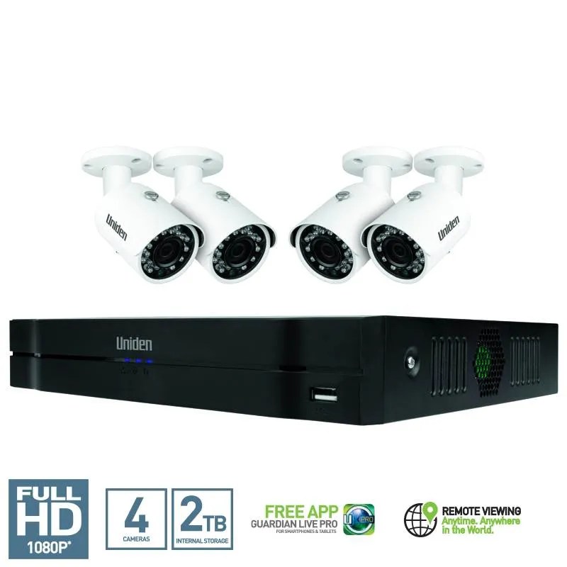 Uniden Guardian GNVR8640 8CH FHD NVR Security System + 4 Wired Outdoor