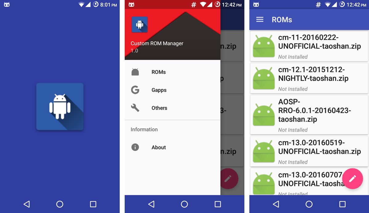 Manage your Custom ROMs, Gapps and other Recovery