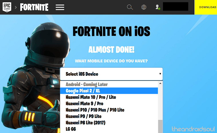 Fortnite for Android Release date and device list