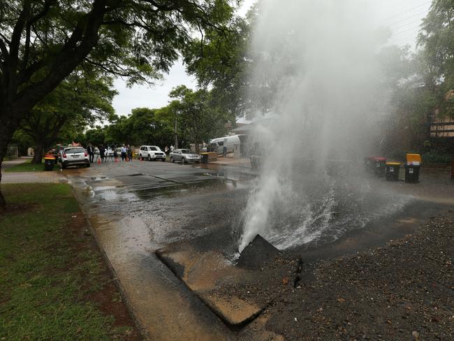 Water main bursts on L'Estrange St, Glenside