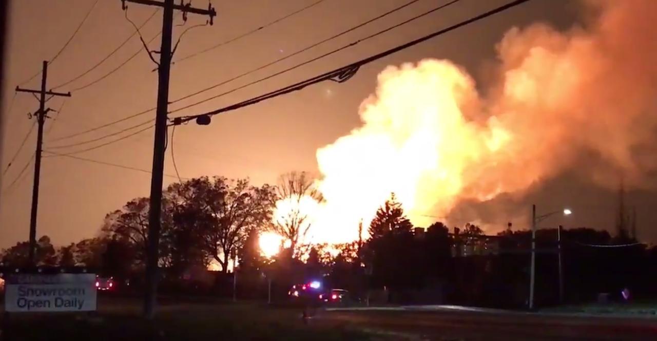 Fire Burns at Gas Main in Auburn Hills, Michigan. Credit Twitter