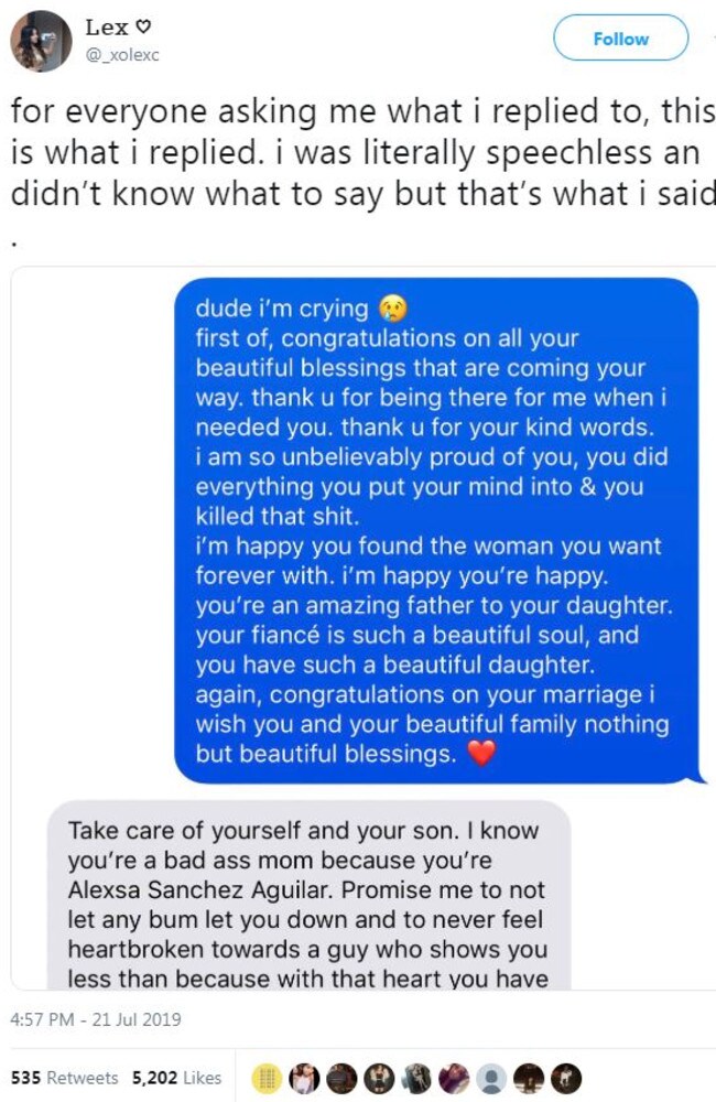 Man’s text to ex before wedding goes viral
