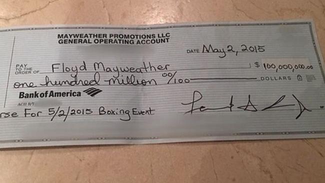 Floyd Mayweather Instagram cheque Boxer’s 100 million brag