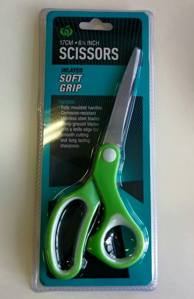 Woolworths scissors package can’t be opened without scissors