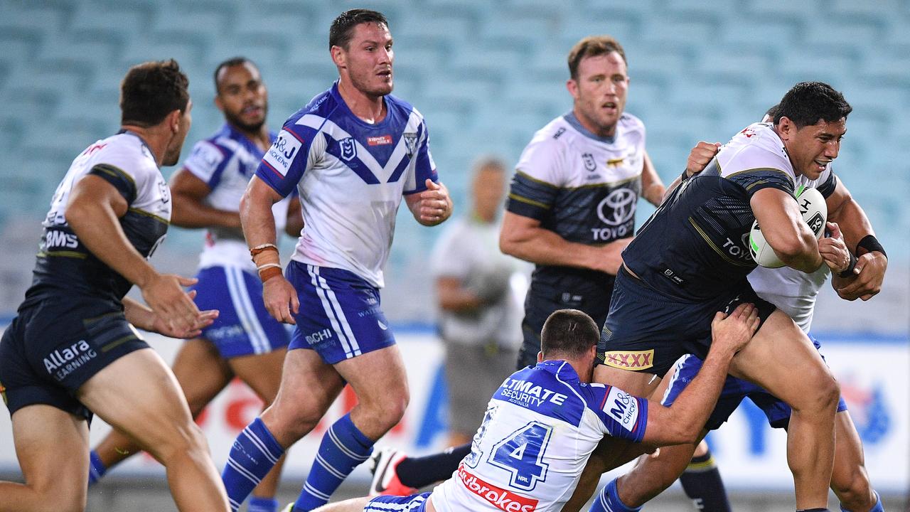 NRL 2020 Bulldogs v Cowboys Jason Taumalolo stats, metres record