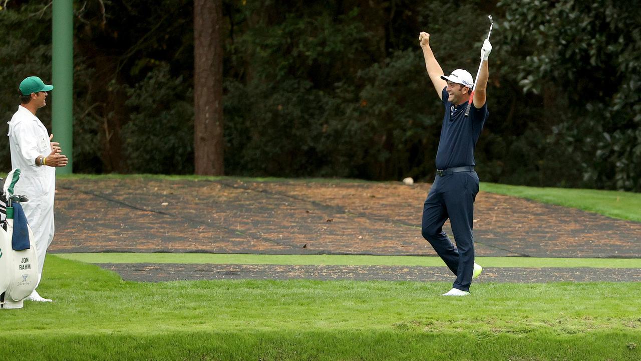 Golf news, Masters 2020 Jon Rahm hole in one video, skipping water