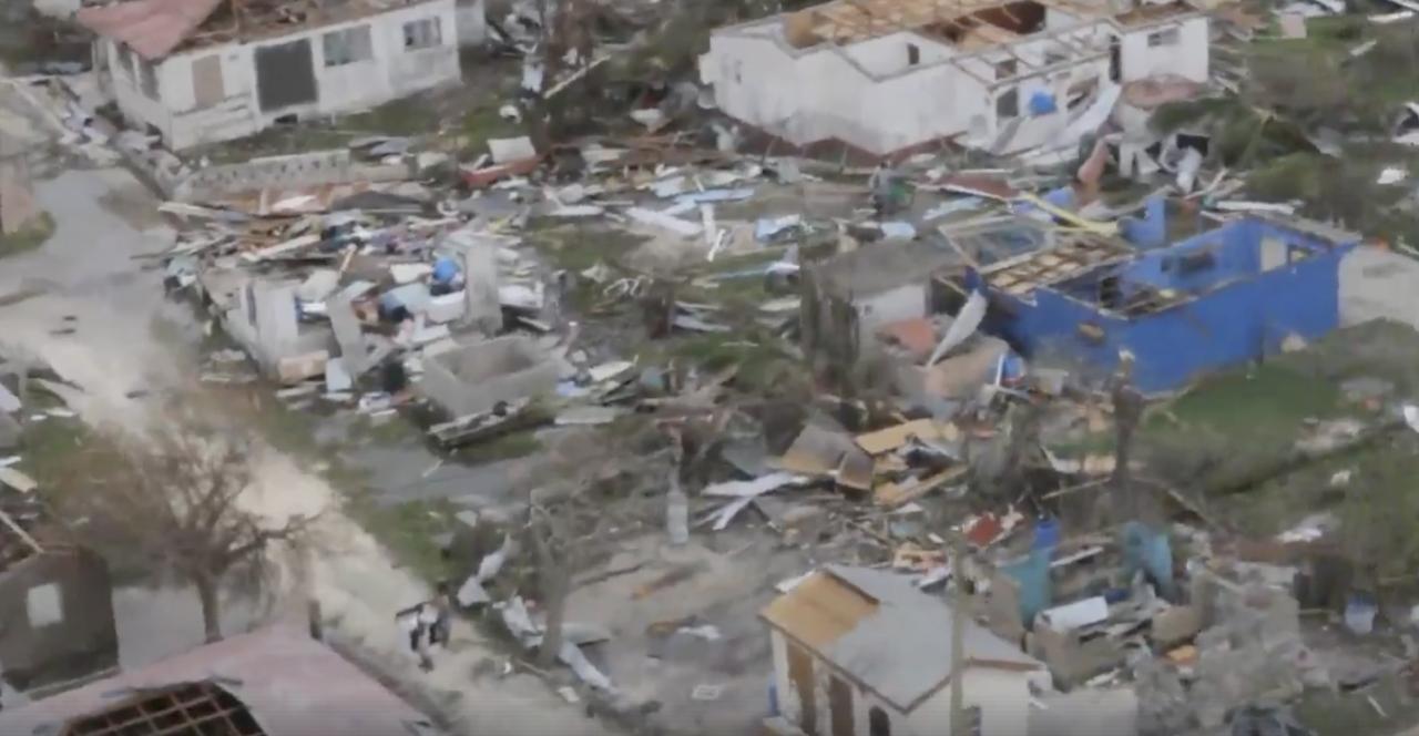 Hurricane Irma Extensive damage on Barbuda Island, Caribbean
