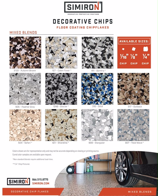 Simiron Decorative Chips Floor Coating Paint Chip Flakes Duval