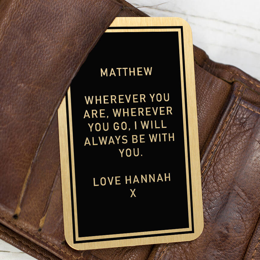 Personalised Message Wallet Insert Keepsake By Ellie Ellie