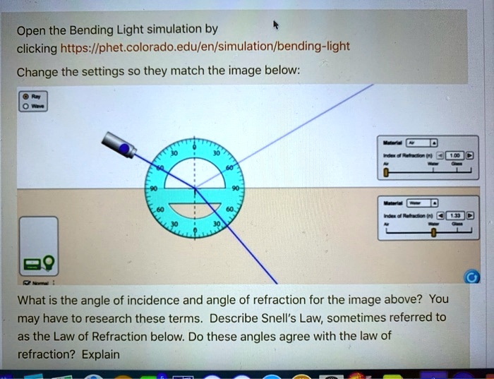 SOLVED Open the Bending Light simulation by clicking https//phet